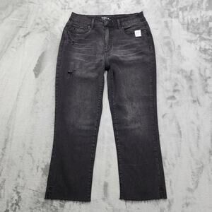NEW Time and Tru Jeans Womens 10 Faded Black High Rise Capri Raw Hem Side Slit